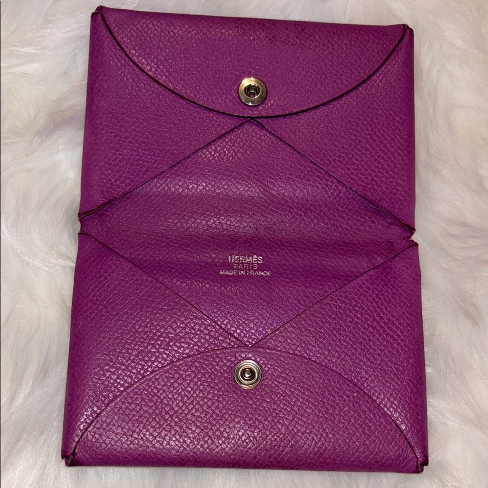 Hermès Purple Leather Envelope Wallet